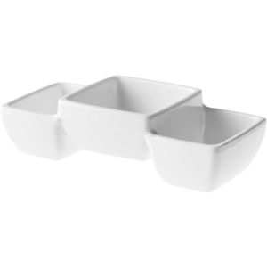 1x Snack/serveerschaaltje 3-vaks 14 x 6 cm melamine 150 ml   -