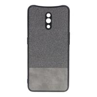 Shop4 - Oppo Reno Hoesje - Zachte Back Case Denim en Leer Grijs