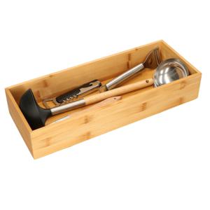 Set van 2x stuks bestekbakken/keuken organizers 1-vaks Tidy Smart bamboe 38 x 15 x 7 cm