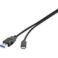 Renkforce USB-kabel USB 3.2 Gen1 (USB 3.0 / USB 3.1 Gen1) USB-A stekker, USB-C stekker 0.30 m Zwart Vergulde steekcontacten RF-3241262 - thumbnail