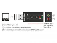 Delock 63926 Externe USB 2.0-geluidsadapter Virtueel 7.1 - 24 bit / 96 kHz met S/PDIF - thumbnail