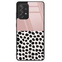 Samsung Galaxy A72 glazen hardcase - Pink dots