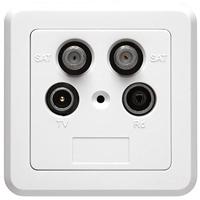 Axing SSD 4-00 Sat Twin-bus 4-gaats antenne-stopcontact (SAT/SAT/TV/R) opbouw inbouw met deksel en frame wit