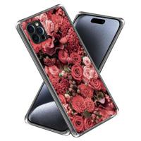 iPhone 15 Pro Max Stijlvolle Ultradunne TPU Hoesje - Rode Bloemen - thumbnail