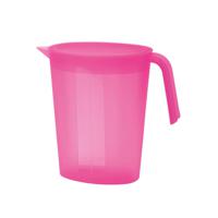 Schenkkan/waterkan met deksel - fuchsia roze - 1,75 liter - kunststof - L22 x H20 cm