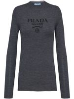 Prada pull en laine à logo en intarsia - Gris - thumbnail