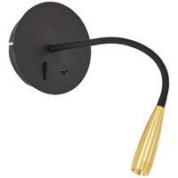 Brilliant Flexibele wandlamp Jutta zwart met goud G99946/86