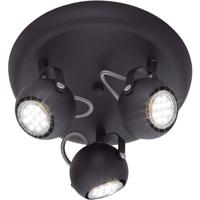 Led Plafondspot - Trion Bosty - Gu10 Fitting - 3-lichts - Rond - Mat Zwart - Aluminium