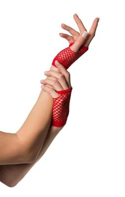 Vingerloze nethandschoenen kort rood