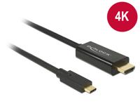 Delock 85259 USB-C-displaykabel USB-C / HDMI Adapterkabel USB-C stekker, HDMI-A-stekker 2.00 m Zwart Vergulde steekcontacten