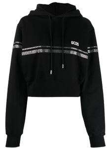 GCDS hoodie crop en coton à ornements en cristal - Noir