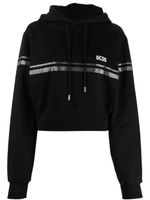 GCDS hoodie crop en coton à ornements en cristal - Noir