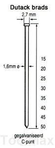 Dutack 1.6mm brads | 45mm | 2000 stuks - 5138035