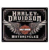 Harley-Davidson Winged Bar & Shield Tinnen Bord Met Reliëf - 30 x 40 cm - thumbnail