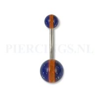 Navelpiercing acryl glitter blauw oranje