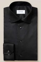 ETON Contemporary Fit Overhemd zwart, Effen - thumbnail