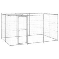 vidaXL Hondenkennel met dak 7,26 m² gegalvaniseerd staal, kennel, hondenhok, hondenhuis, kennels, hondenhokken, hondenhuizen, hondenverblijf