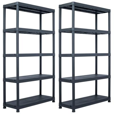 vidaXL Opbergrekken 2 st 500 kg 100x40x180 cm kunststof zwart