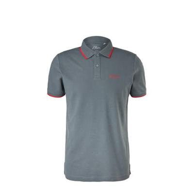 s.Oliver regular fit polo met contrastbies grijs