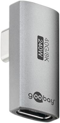 goobay USB-C adapter 240 W 40 Gbit verlenging 90 ° verticaal roteert USB4 (stekker naar bus) / USB 4.0 Adpter 8K @60 Hz, achterwaarts compatibel USB 3.1, USB 2.0/74443
