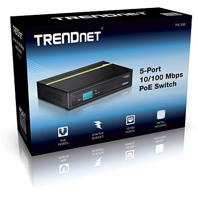 Trendnet TPE-S50 netwerk-switch Unmanaged L2 Fast Ethernet (10/100) Zwart Power over Ethernet (PoE)