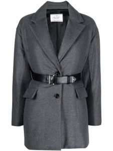 Prada blazer ceinturé à simple boutonnage - Gris