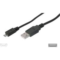 Digitus USB-kabel USB 2.0 USB-A stekker, USB-micro-B stekker 3.00 m Zwart AK-300110-030-S