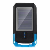 BG-1706 USB+Solar Oplaadbare Fietsverlichting Waterdicht 6 Lichtmodi Fiets Dubbele Koplamp Met Claxon Alarm - Blauw - thumbnail