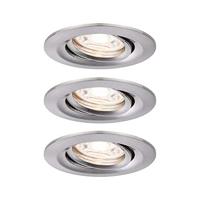 Paulmann 94295 Nova Mini LED inbouwlamp Coin 3 stuks rond zwenkbaar 3x4W plafondinbouwspot ijzer geborsteld aluminium warmwit 2700 K, 12 W,Staal geborsteld