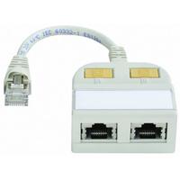 Telegärtner RJ45 Netwerk, ISDN Y-adapter [1x RJ45-stekker - 2x RJ45-bus] 15.00 cm Grijs-wit (RAL 7035) - thumbnail