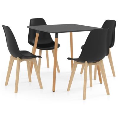 vidaXL 5-delige Eethoek zwart