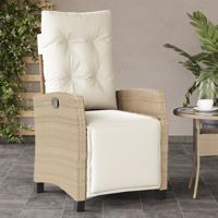 Tuinstoel verstelbaar met voetensteun poly rattan beige