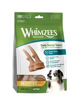 WHIMZEES by Wellness Antler, Grootte M, 12 stuks, geweivormige kauwsnack met kalmerende effecten voor middelgrote honden (12-18kg), natuurlijke tandverzorgingssnack, graanvrij, met kamille-extract
