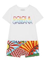 Dolce & Gabbana Kids barboteuse en coton à logo imprimé - Blanc - thumbnail