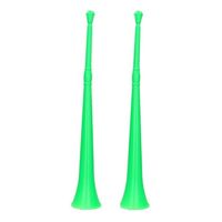 2x stuks groene vuvuzela grote blaastoeter 48 cm - thumbnail