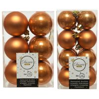 Kerstversiering kunststof kerstballen cognac bruin 4-6 cm pakket van 40x stuks