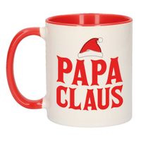 Papa Claus mok/beker kerstcadeau vader rood Kerstmis 300 ml