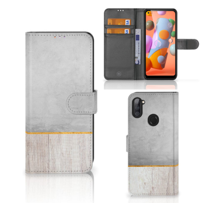 Samsung Galaxy M11 | A11 Book Style Case Wood Concrete Samsung Galaxy M11 | A11 Book Style Case Wood Concrete