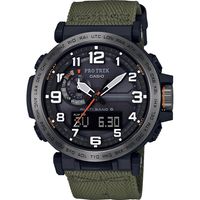 Horlogeband Casio 10568024 / PRW-6600YB-3 Leder/Textiel Groen 24mm - thumbnail