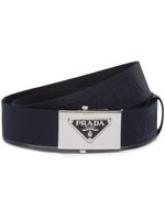 Prada ceinture tressée à boucle logo - Bleu