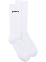 Palm Angels chaussettes nervurées à logo brodé - Blanc