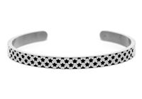 CO88 Collection 8CB-90102 - Stalen bangle armband - ster patroon - one-size - zilverkleurig - thumbnail