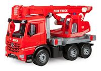 Lena 02175 - Giga Trucks Mercedes Benz Arocs brandweerkraanwagen, Starke Riesen brandweerkraan rood, met 3 assen, 70 cm, kraanauto met lier tot 1,05 m, speelgoedvoertuig voor kinderen vanaf 3+