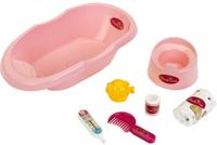 Klein babybad met accessoires Princess Coralie roze 43 x 23 x 10 cm