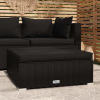 Voetensteun met kussen 70x70x30 cm poly rattan zwart - thumbnail