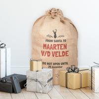 Jute kerstzak met naam bedrukt