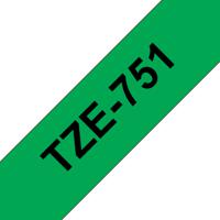 Labeltape Brother TZe, TZ TZe-751 Tapekleur: Groen Tekstkleur:Zwart 24 mm 8 m - thumbnail