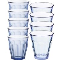 Set van 24 drinkglazen/waterglazen blauw 250/310 ml Picardie