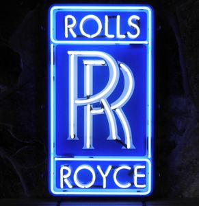 Rolls-Royce Logo Neon Verlichting Met Achterplaat 49 x 85 cm