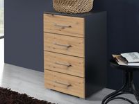 Commode NEVORO 4 lades artisan eik/metaalgrijs